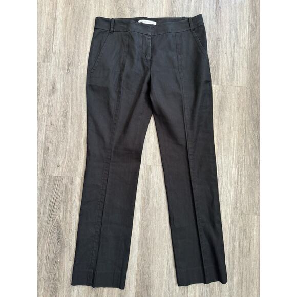 Diane von Furstenberg Black Dress Pants Trousers Size 6 High Waist Linen Blend - Picture 1 of 8